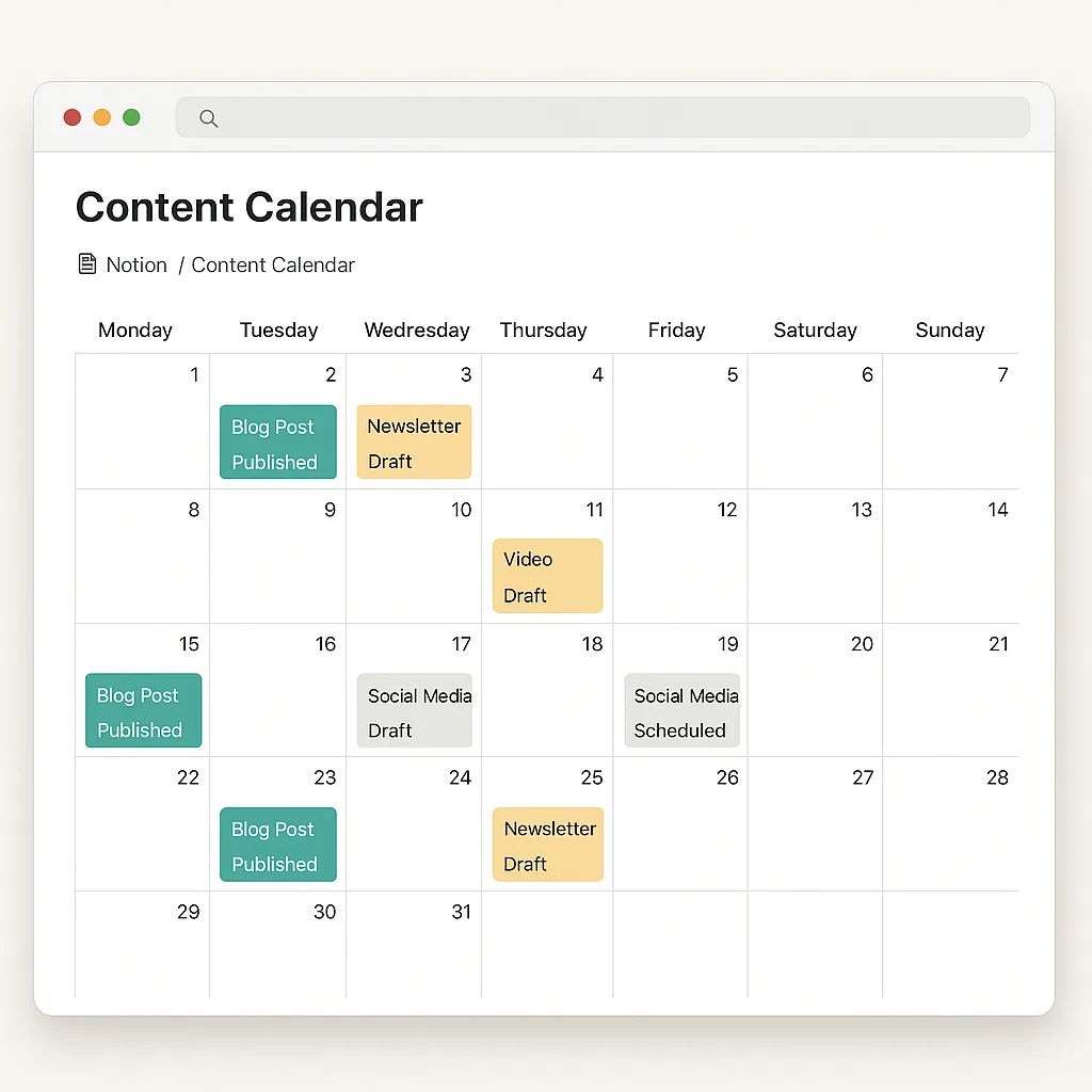 Content Calendar — Notion Template preview